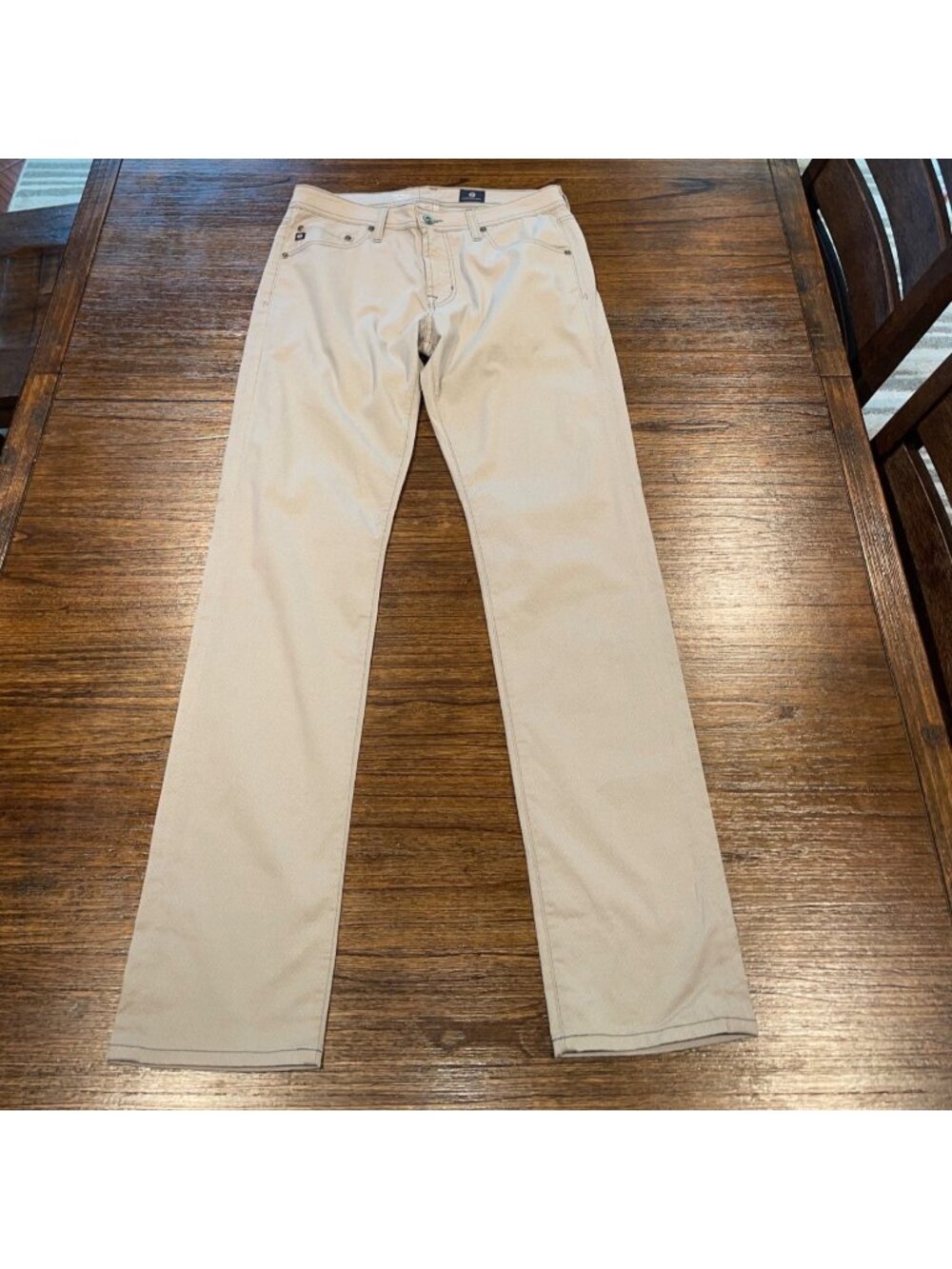 AG Tellis Modern Slim Pant Mens 32x34 Light Gray Geometric Trouser Office Work